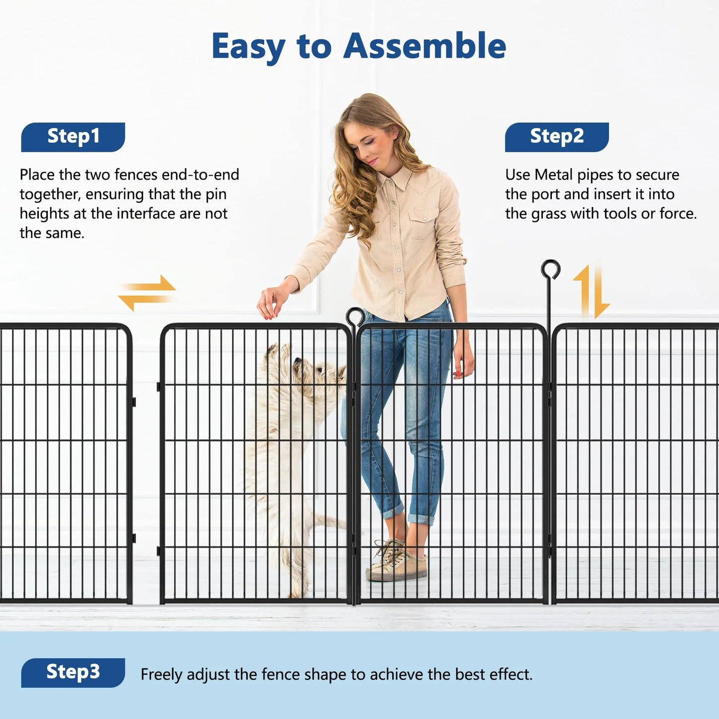 Heavy-Duty 8 Panels Dog Playpen Indoor & Outdoor Pet Exercise Pen with Door Rust-Proof Iron Metal Fence Dog Playpen for Puppies by PawHaven