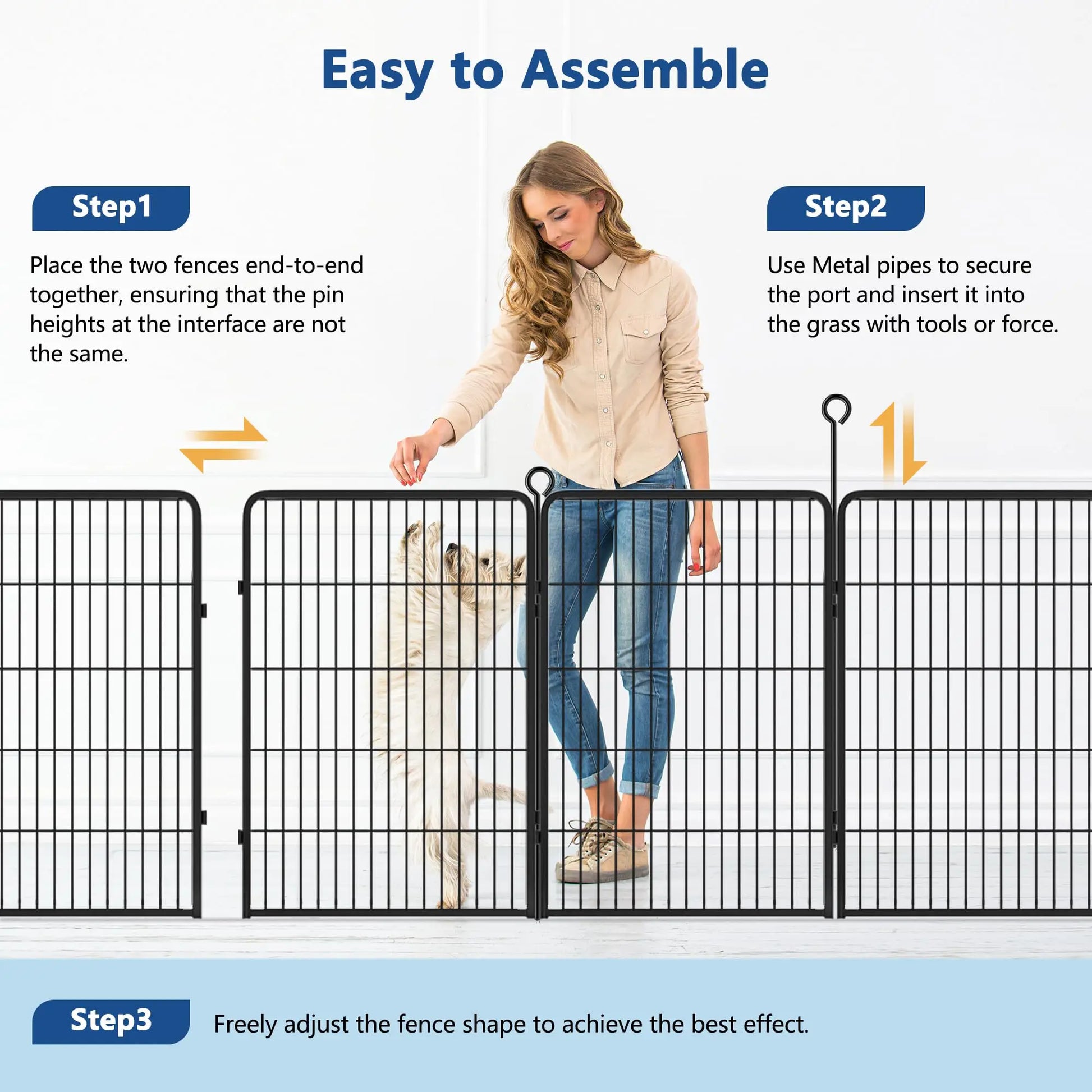 Heavy-Duty 8 Panels Dog Playpen Indoor & Outdoor Pet Exercise Pen with Door Rust-Proof Iron Metal Fence Dog Playpen for Puppies by PawHaven