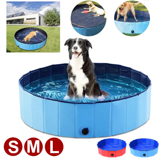 160*30cm/120*30cm/80*20cm Pet Pool Foldable Dog Bath Swimming Pool Portable Pet Pool With Drain valve Outdoor Dog Bathing Tub by PawHaven