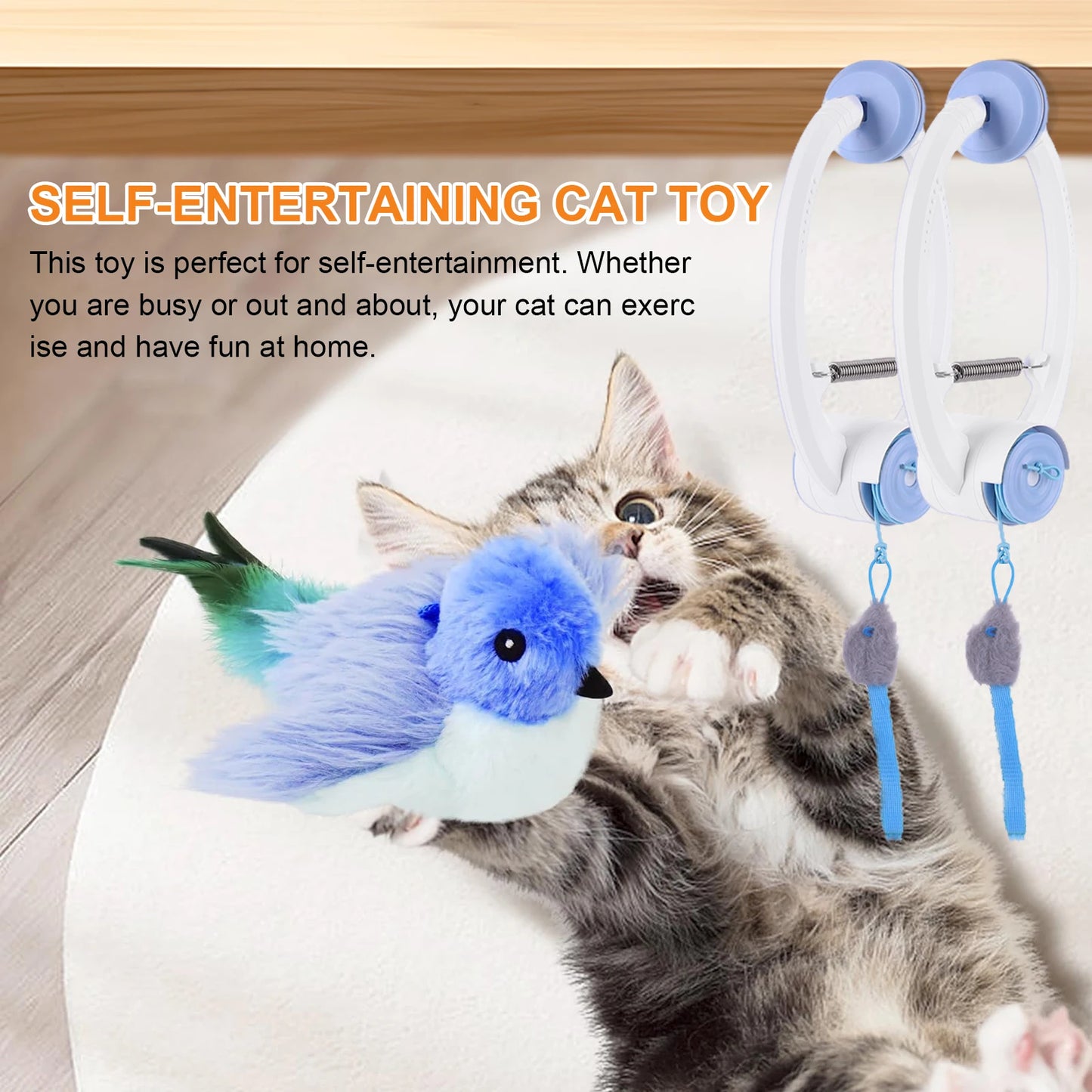 Door Hanging Automatic Retractable Kitten Toys with 3 Catnip Mice Self Play Hanging Door Cat Mouse Toys for Indoor Cats by PawHaven