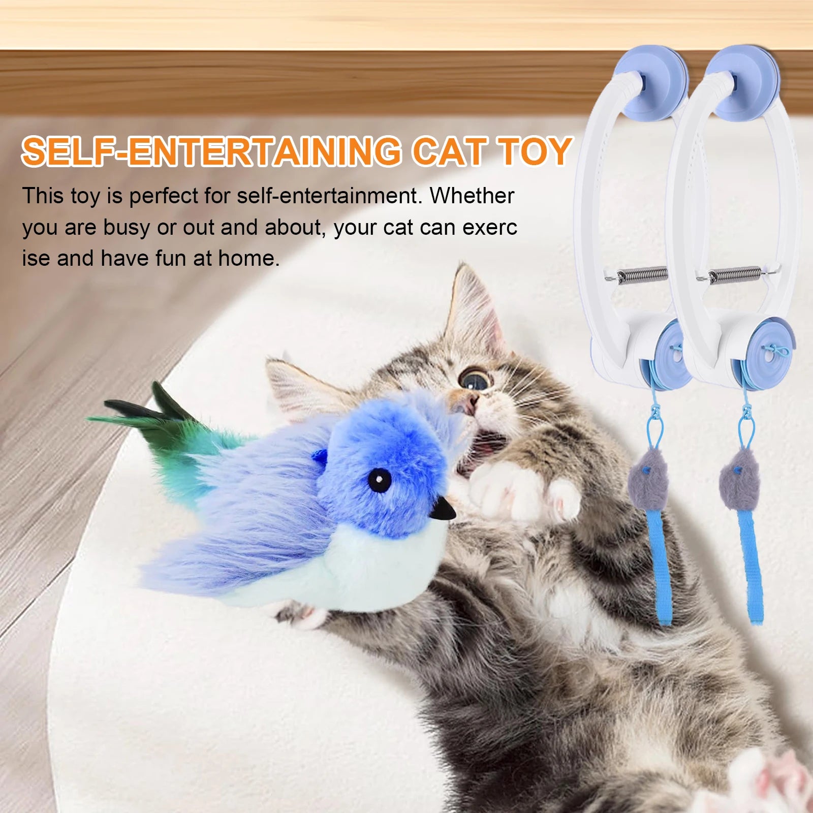Door Hanging Automatic Retractable Kitten Toys with 3 Catnip Mice Self Play Hanging Door Cat Mouse Toys for Indoor Cats by PawHaven