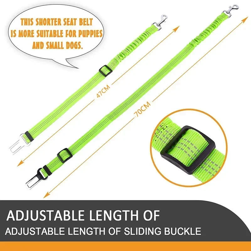 1pc Reflective Dog Car Tether, Durable Nylon Seat Belt Harness, Adjustable Pet Travel Strap for Vehicle Riding Safety by PawHaven