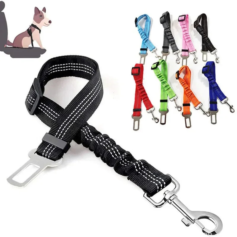 1pc Reflective Dog Car Tether, Durable Nylon Seat Belt Harness, Adjustable Pet Travel Strap for Vehicle Riding Safety by PawHaven
