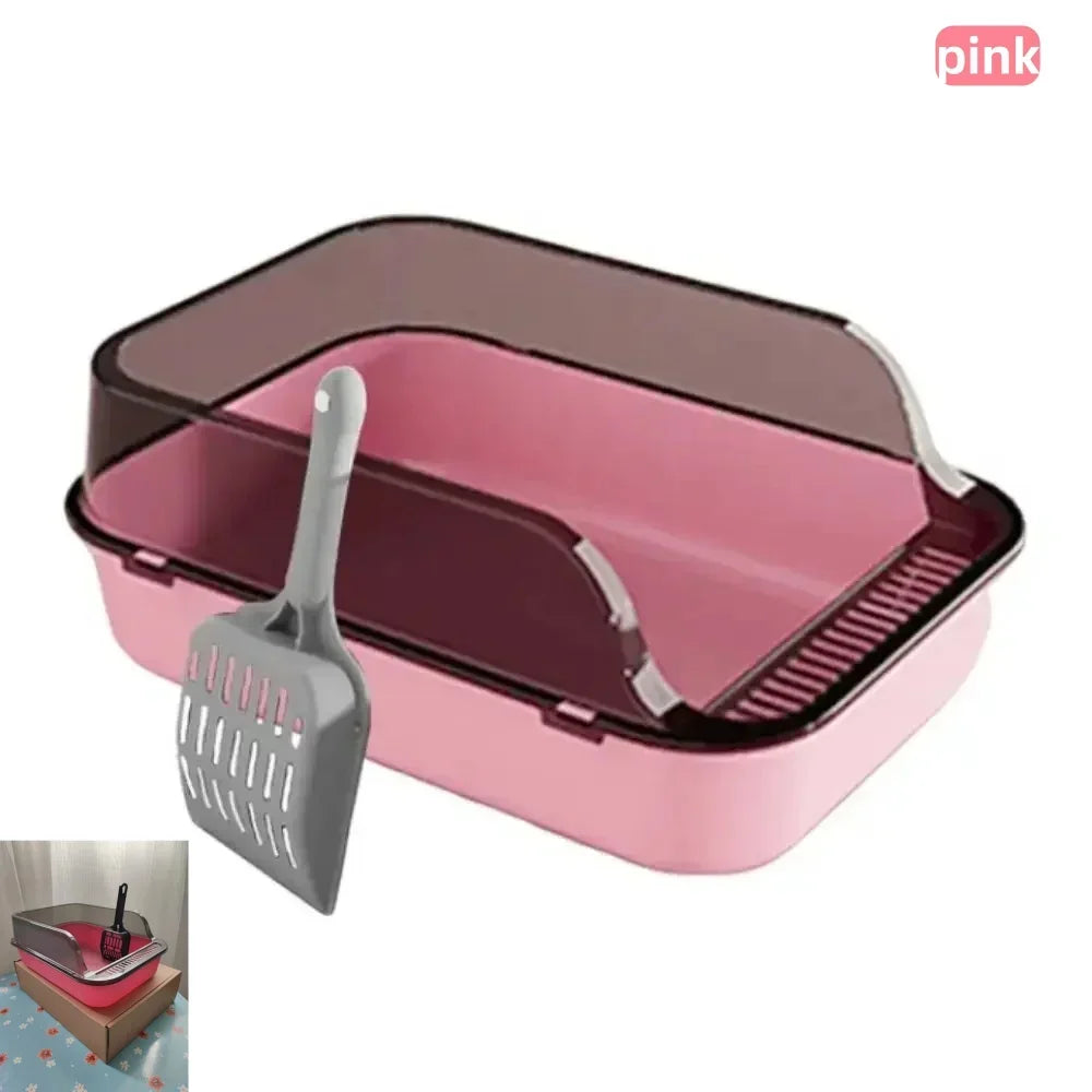 Premium Large Semi Enclosed Cat Litter Box With Scoop by PawHaven