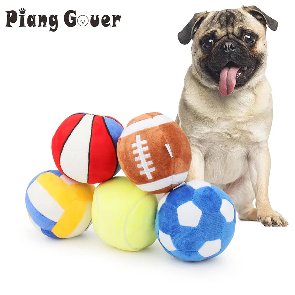 Ball Shape Plush Sound Dog Toy Puppy Chew Pet Squeak Toy For Small Medium Dogs by PawHaven