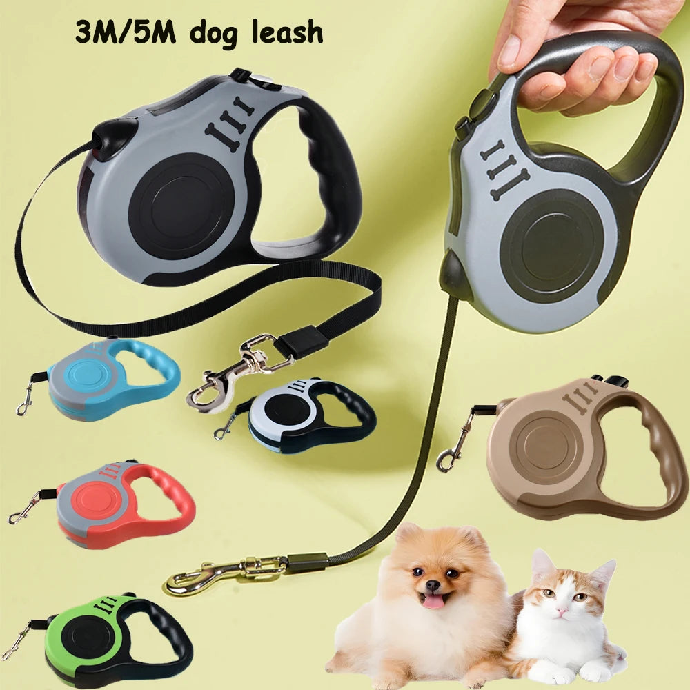 UK Premium Retractable Dog Leash 3m 5m Nylon Quick Release by PawHaven