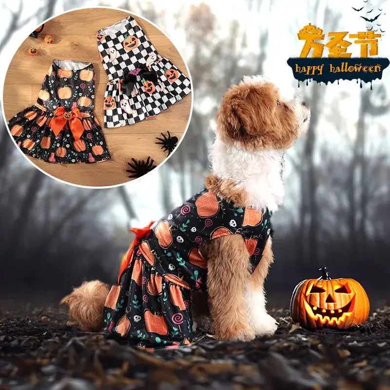 Halloween Pet Dress Pumpkin Costume for Small Medium Dogs Teddy Pomeranian Cross Border Hot Sale by PawHaven