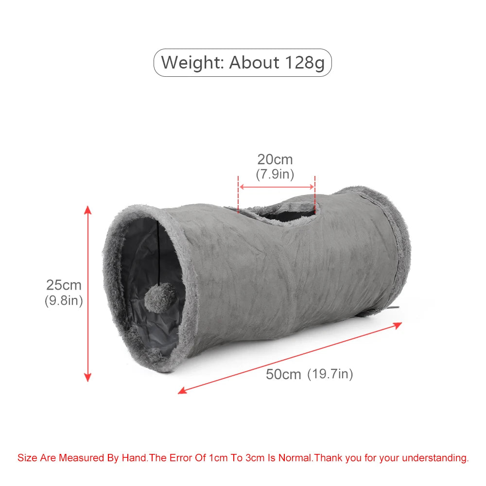 Tunnel Cat Toy Puppy Plush Ball Pet Toy Tent Tunnel Tube Storage Foldable Suede Cat Channel Drill Bucket by PawHaven