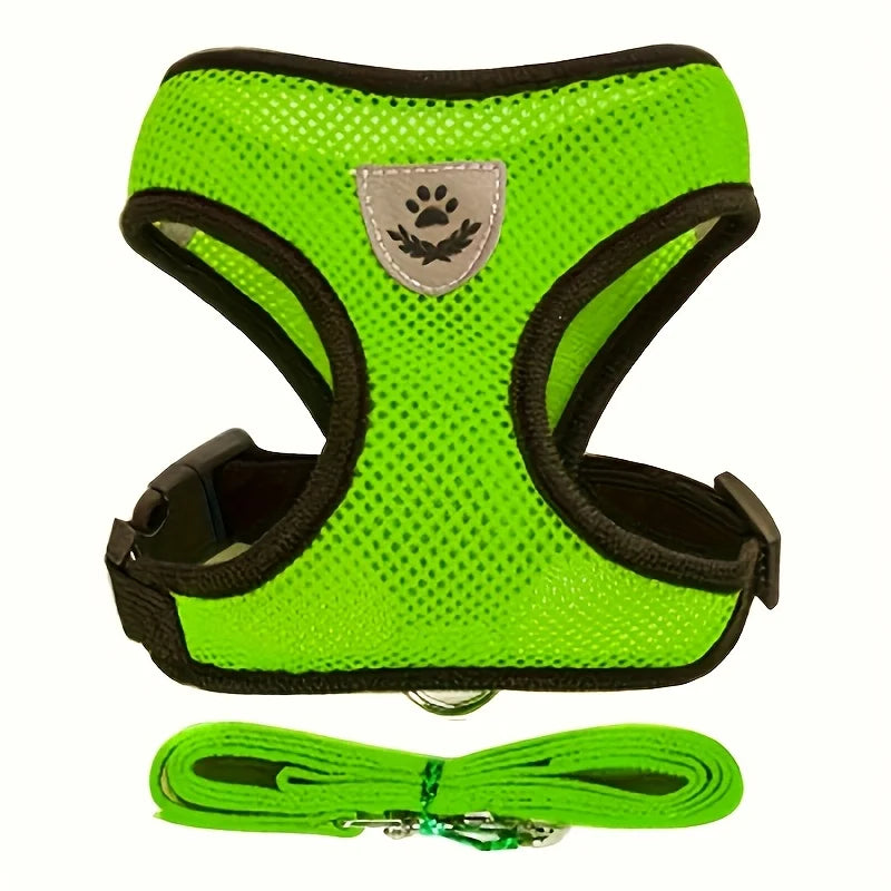 Pet Leash Dog Harness Mesh Breathable Chest Strap Dog Collar Outdoor Vest-Style Walking Doggy Tie-up Comfortable Training Leash by PawHaven