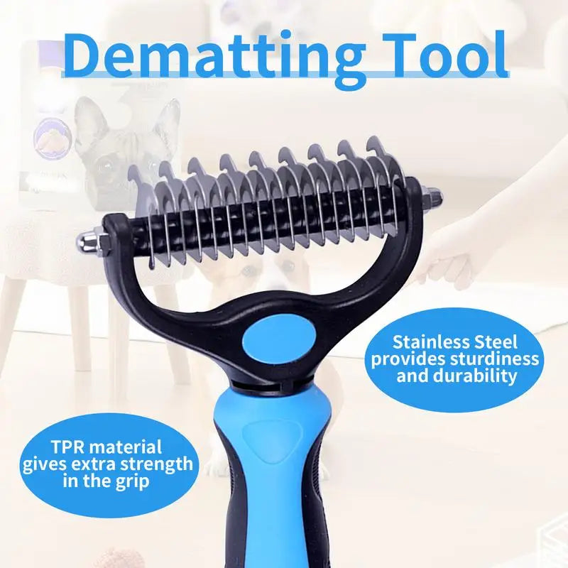 2in1 Stainless Pet Deshedding Brush Dog Hair Remover Pet Fur Knot Cutter Puppy Cat Comb Brushes Dogs Grooming Shedding Supplies by PawHaven