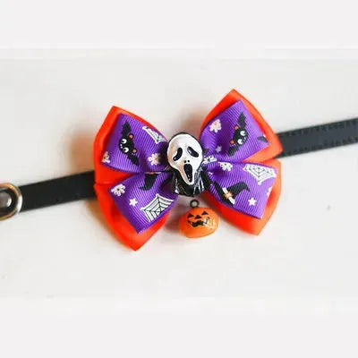 Halloween Pet Bow Tie Collar with Bell, Anti-Lost Pumpkin Decor for Cats, Small Dogs & Teddy Anti-Lost Design with Bell by PawHaven