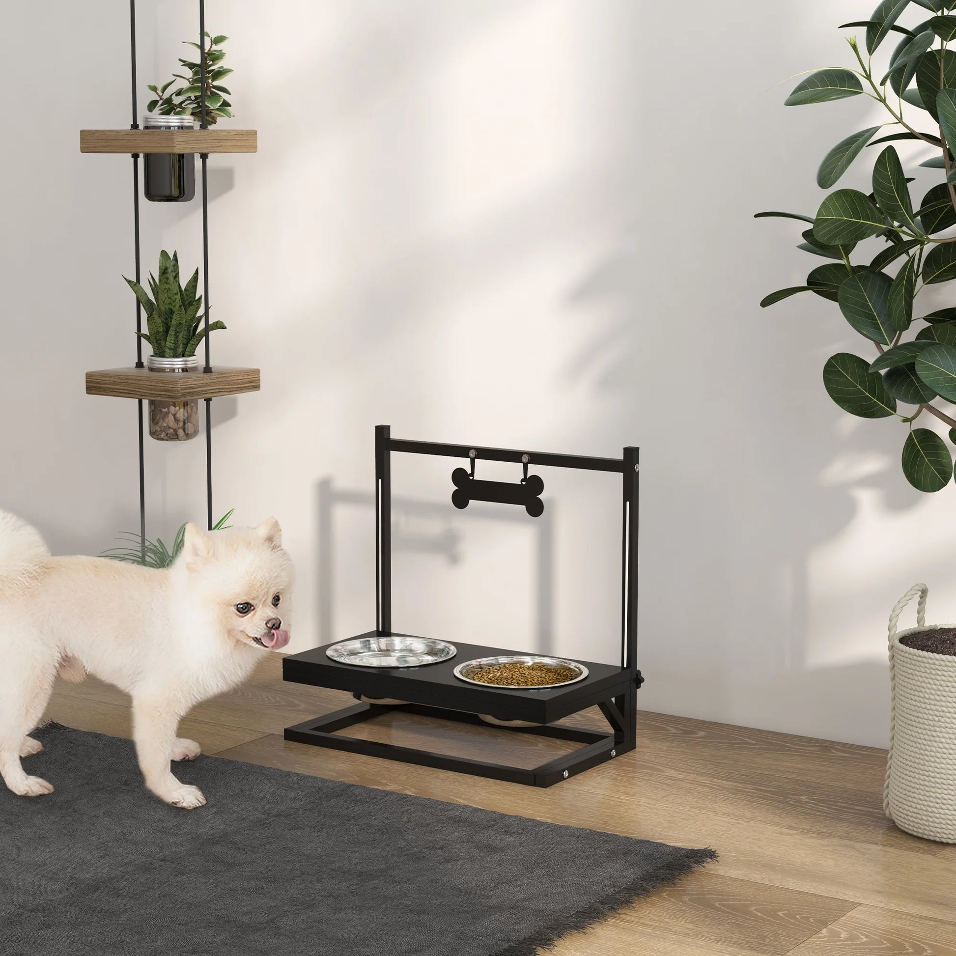 PawHut Raised Dog Bowl w/ Adjustable Height Stand, for Small Medium Large Dogs by PawHaven