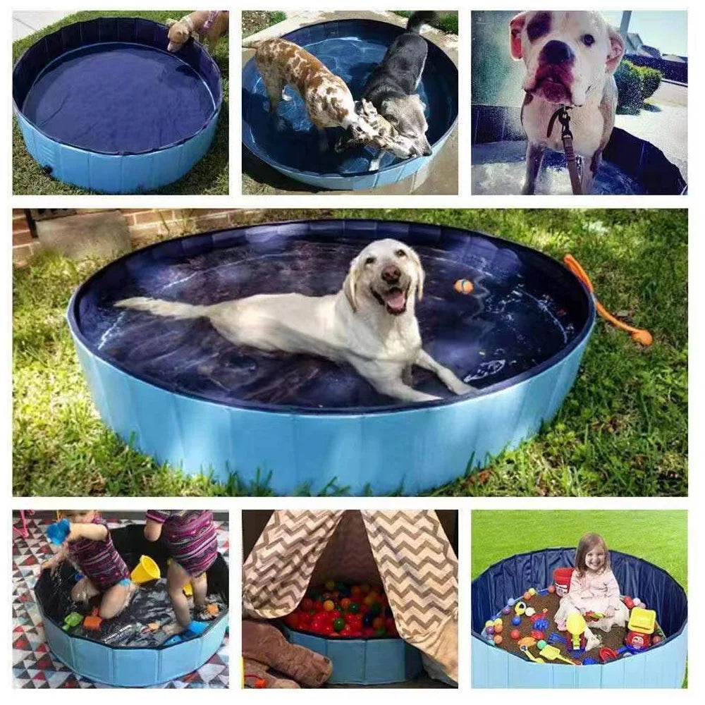 160*30cm/120*30cm/80*20cm Pet Pool Foldable Dog Bath Swimming Pool Portable Pet Pool With Drain valve Outdoor Dog Bathing Tub by PawHaven