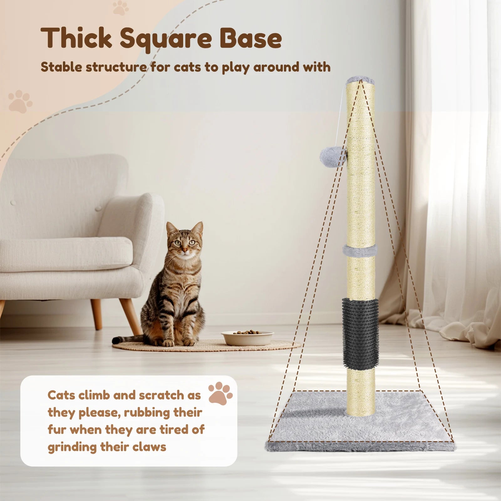 Premium Sisal Cat Scratch Pole With Turntable by PawHaven