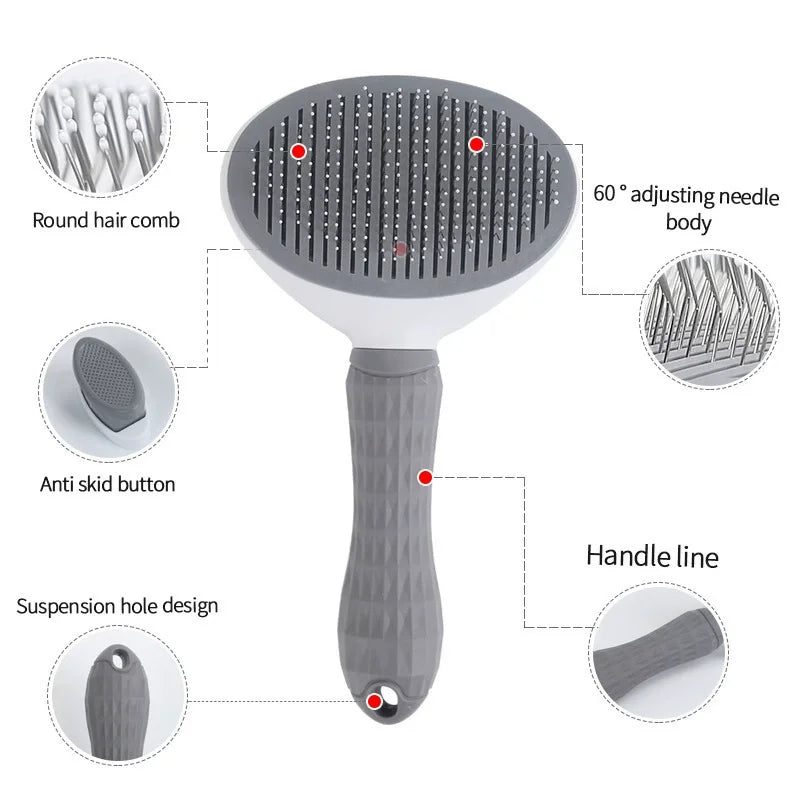 Pet One Button Self Cleaning Slicker Brush Automatic Hair Remover Comb Dog Cat Massage Needle Comb For Pet Beauty Care Supplies by PawHaven
