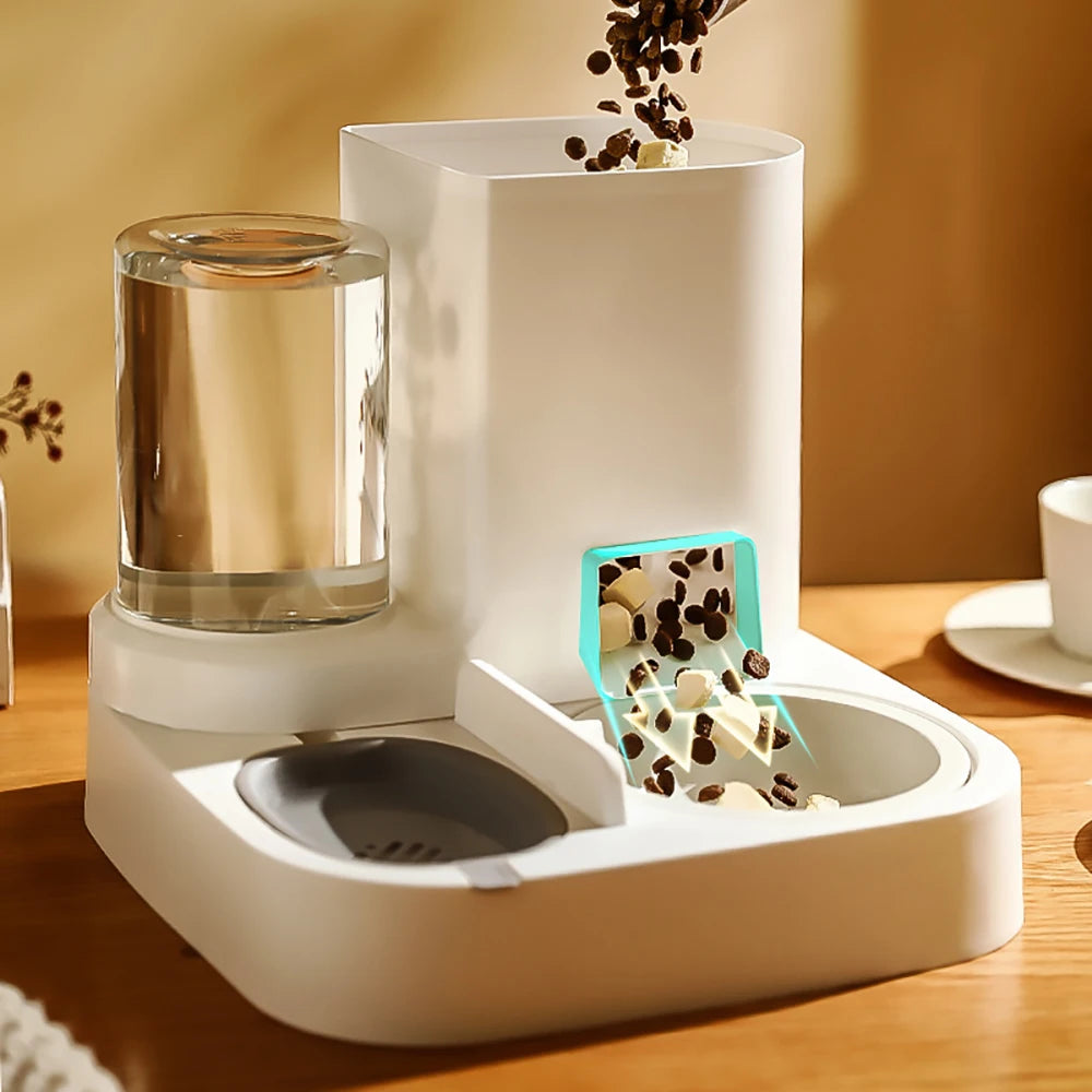 Premium Spillproof Cat Water Fountain And Auto Feeder by PawHaven
