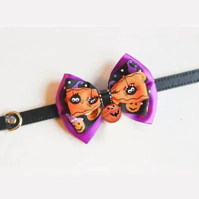 Halloween Pet Bow Tie Collar with Bell, Anti-Lost Pumpkin Decor for Cats, Small Dogs & Teddy Anti-Lost Design with Bell by PawHaven