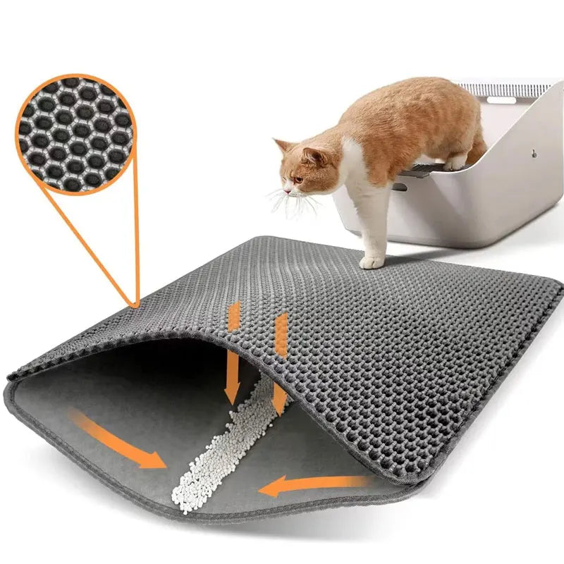 Pet Cat Litter Mat Waterproof Double Layer Cat Litter Trapping Pet Litter Box Mat Clean Pad Products For Cats Accessories by PawHaven