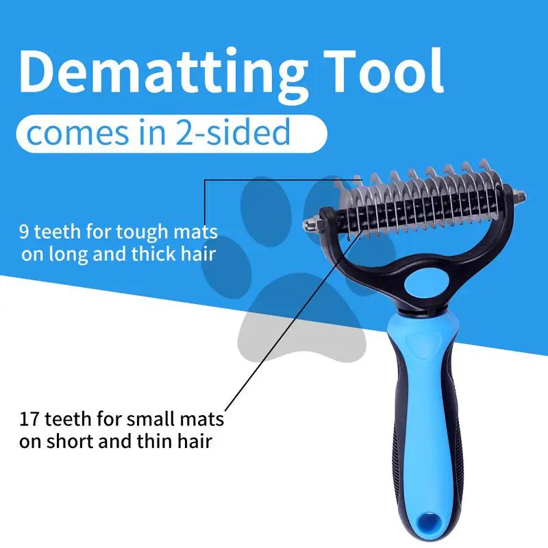 2in1 Stainless Pet Deshedding Brush Dog Hair Remover Pet Fur Knot Cutter Puppy Cat Comb Brushes Dogs Grooming Shedding Supplies by PawHaven