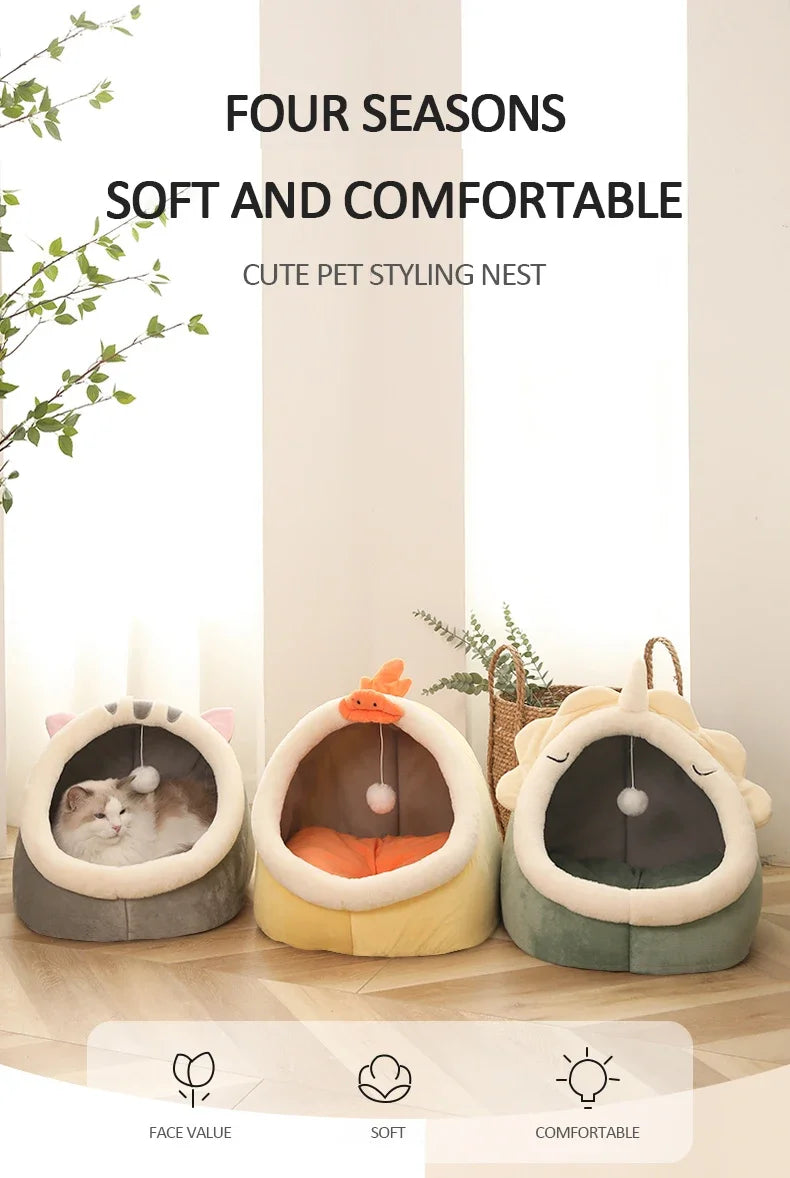 Cat Pad Bed Sweet Soft Warm Pet Basket Cozy Kitten Lounger Cushion Pet House Tent Small Dog Mat For Washable Cats winter Beds by PawHaven