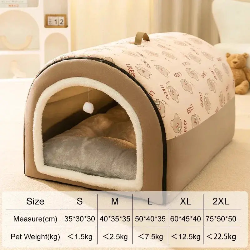winter Dog Kennel Warm Dog House Mat Detachable Washable Dogs Bed Nest Deep Sleep Tent for Medium Large Dogs House dog Supplies by PawHaven
