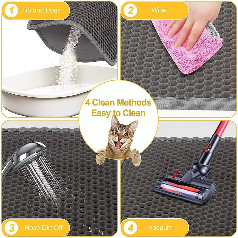 Pet Cat Litter Mat Waterproof Double Layer Cat Litter Trapping Pet Litter Box Mat Clean Pad Products For Cats Accessories by PawHaven