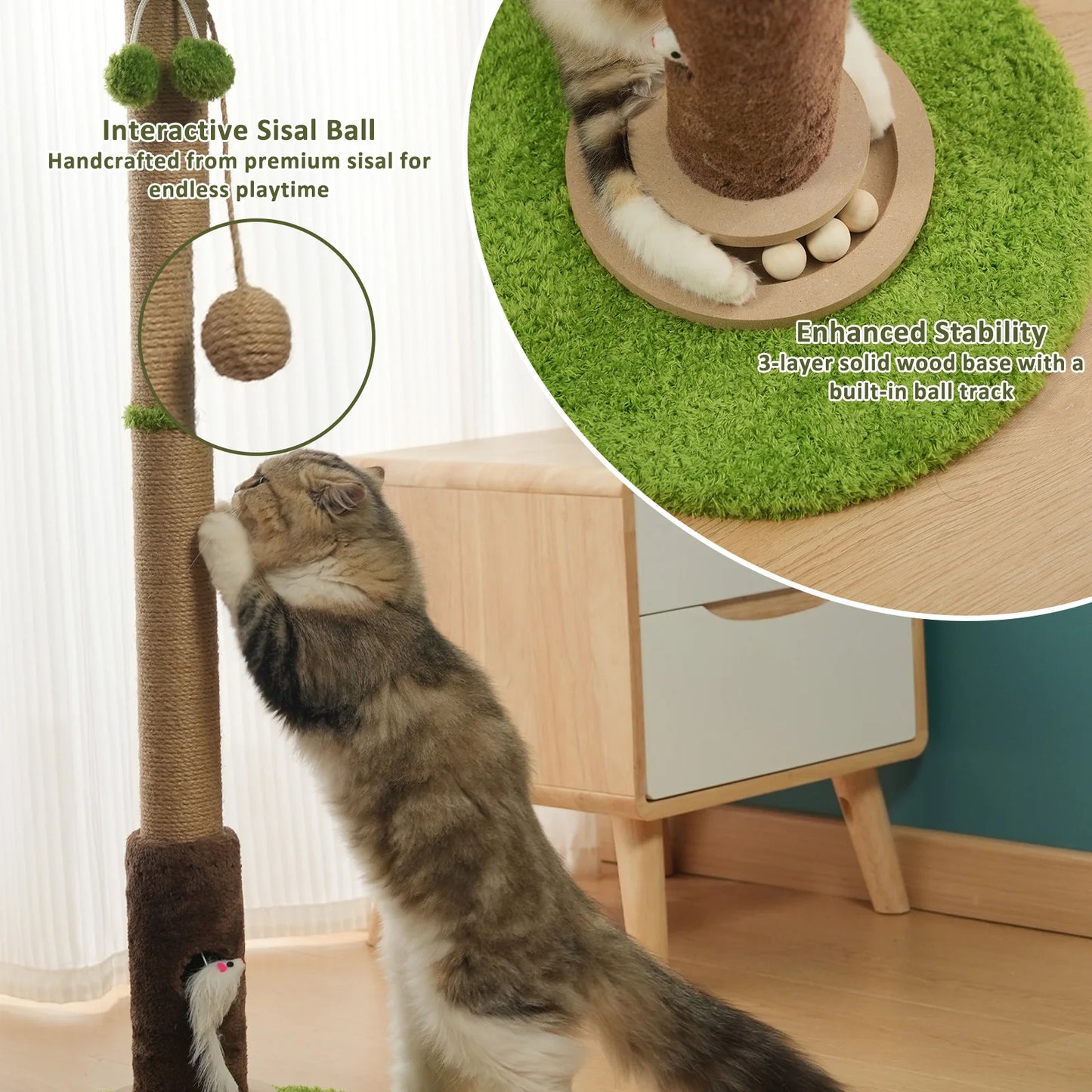 Premium Sisal Tree Cat Scratcher With Toys by PawHaven