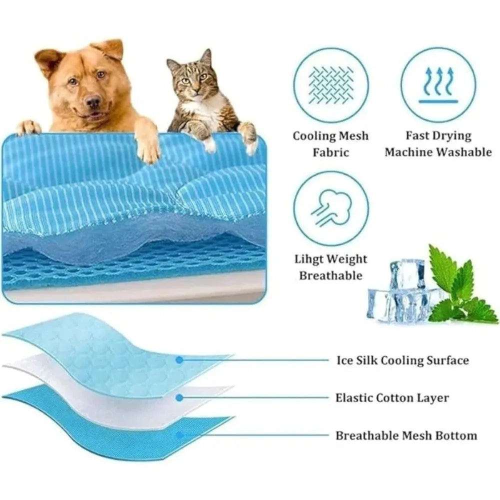 Summer Pet Cooling Mat Self Cooling Pad for Dog and Cat Waterproof Sleeping Bed Pillow Cushion Pad for Indoor Outdoor Use by PawHaven