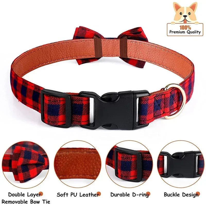 Premium Adjustable Plaid Bow Tie For Dogs And Cats by PawHaven