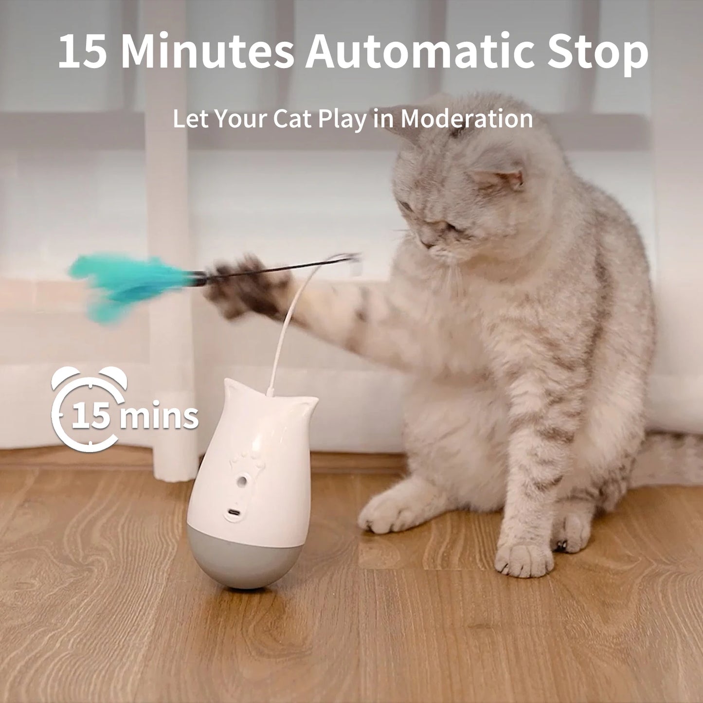 Premium USB Cat Interactive Toy With Fluttering Feathers by PawHaven