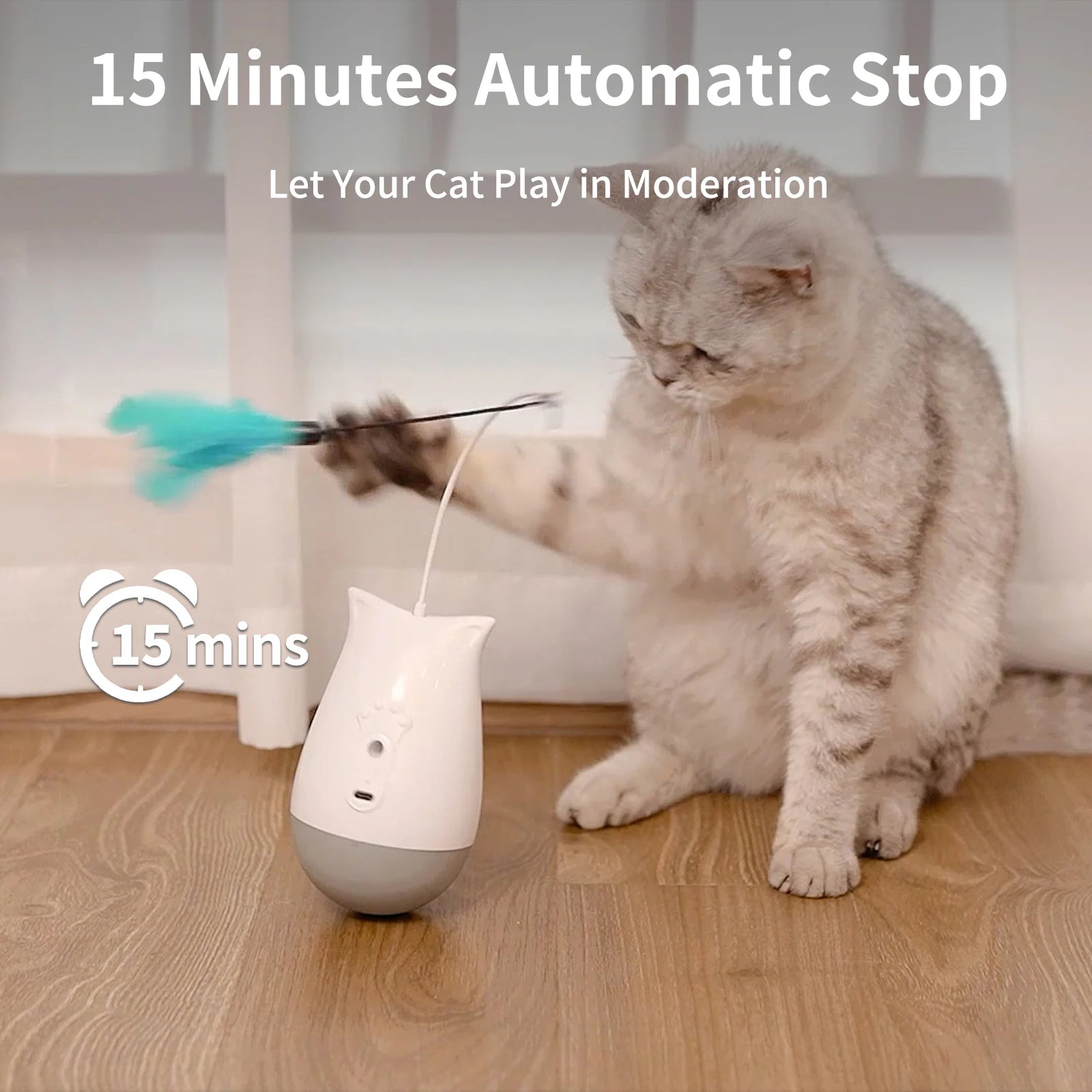 Premium USB Cat Interactive Toy With Fluttering Feathers by PawHaven