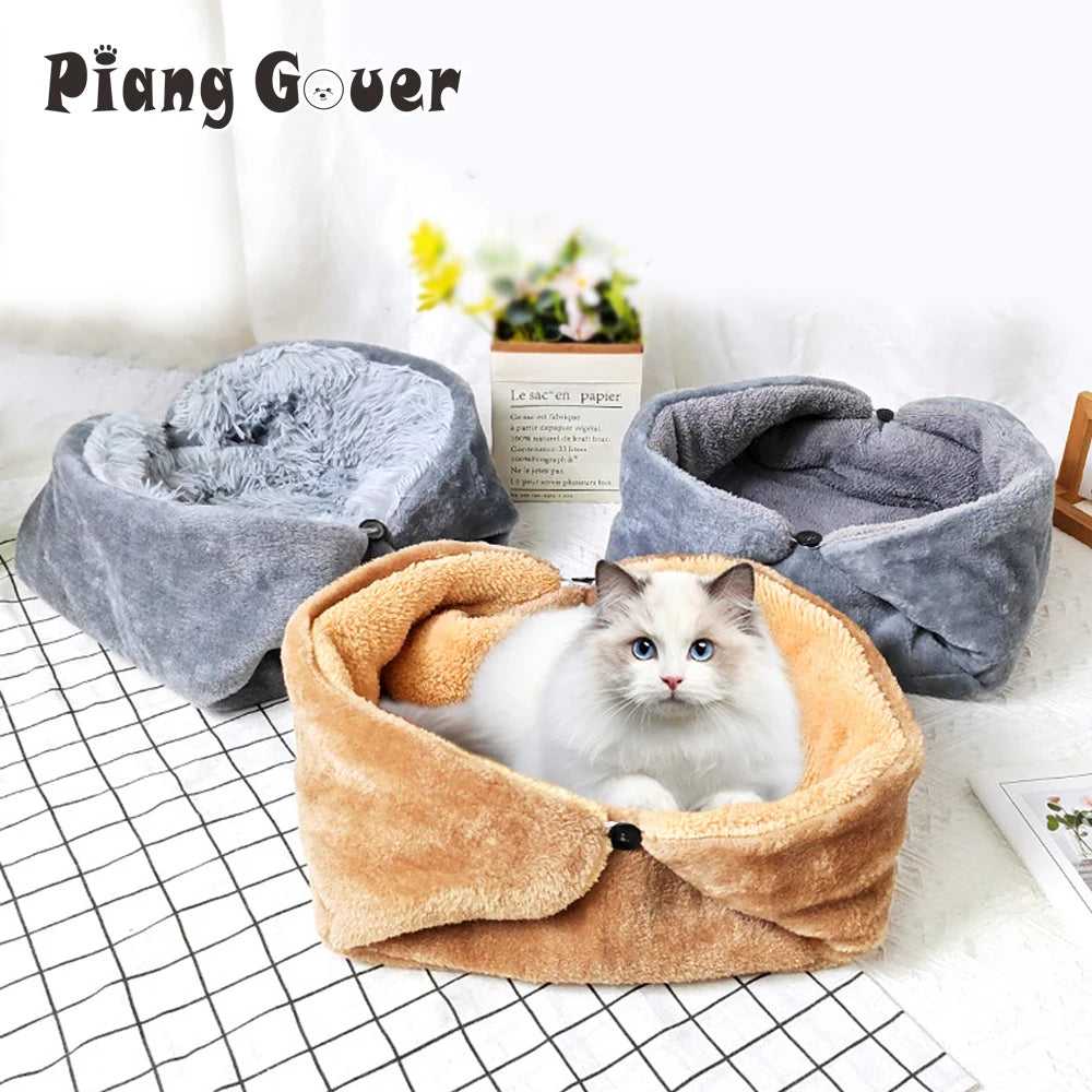 Folding Cat Bed Winter Warm Car Mat Dog Bed Pet House Plush Thickened Cushion by PawHaven
