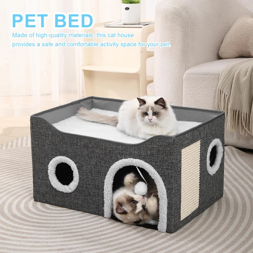 Premium Velvet Cat Cave With Scratching Pad by PawHaven