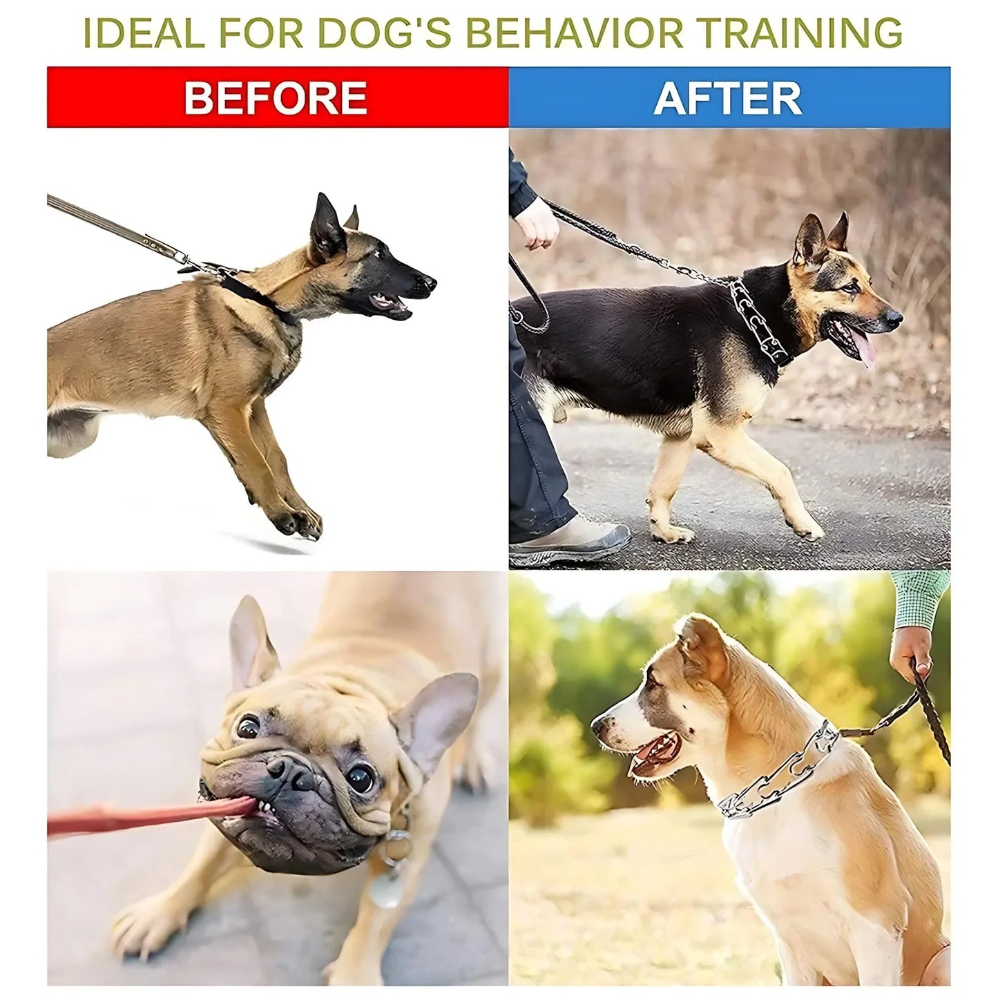 Dog Prong Training Collar Choke Pinch Collar with Rubber Comfort Tips Quick Release Snap Buckle Adjustable for Puppies Dogs by PawHaven