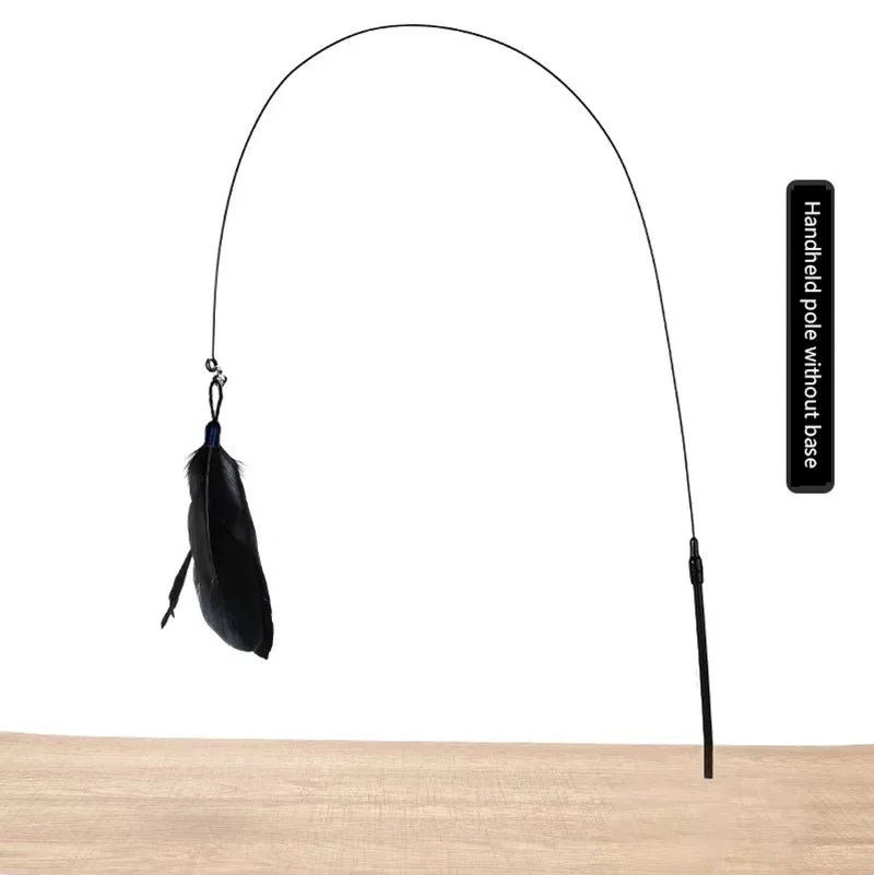 Premium Cat Teaser Wand With Bell And Replaceable Feather by PawHaven
