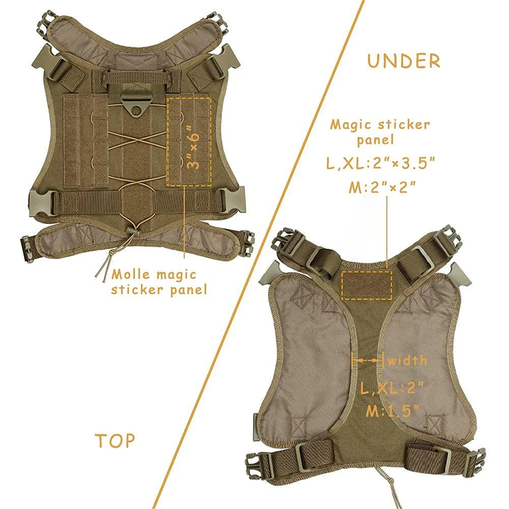 Tactical Dog Harness for Large Pet Harness No-Pull Service Vest Adjustable Military Dog Vest for Training Hunting Walking by PawHaven