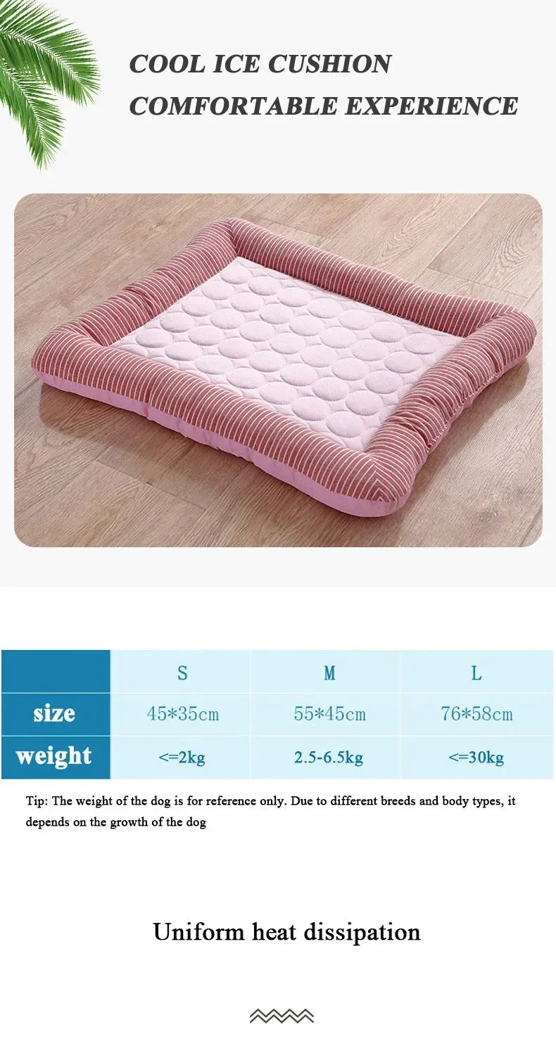 Cooling Pad Bed for Dogs Cats Puppy Kitten Cool Mat Pet Blanket Ice Silk Material Soft for Summer Sleeping Pink Blue Breathable by PawHaven