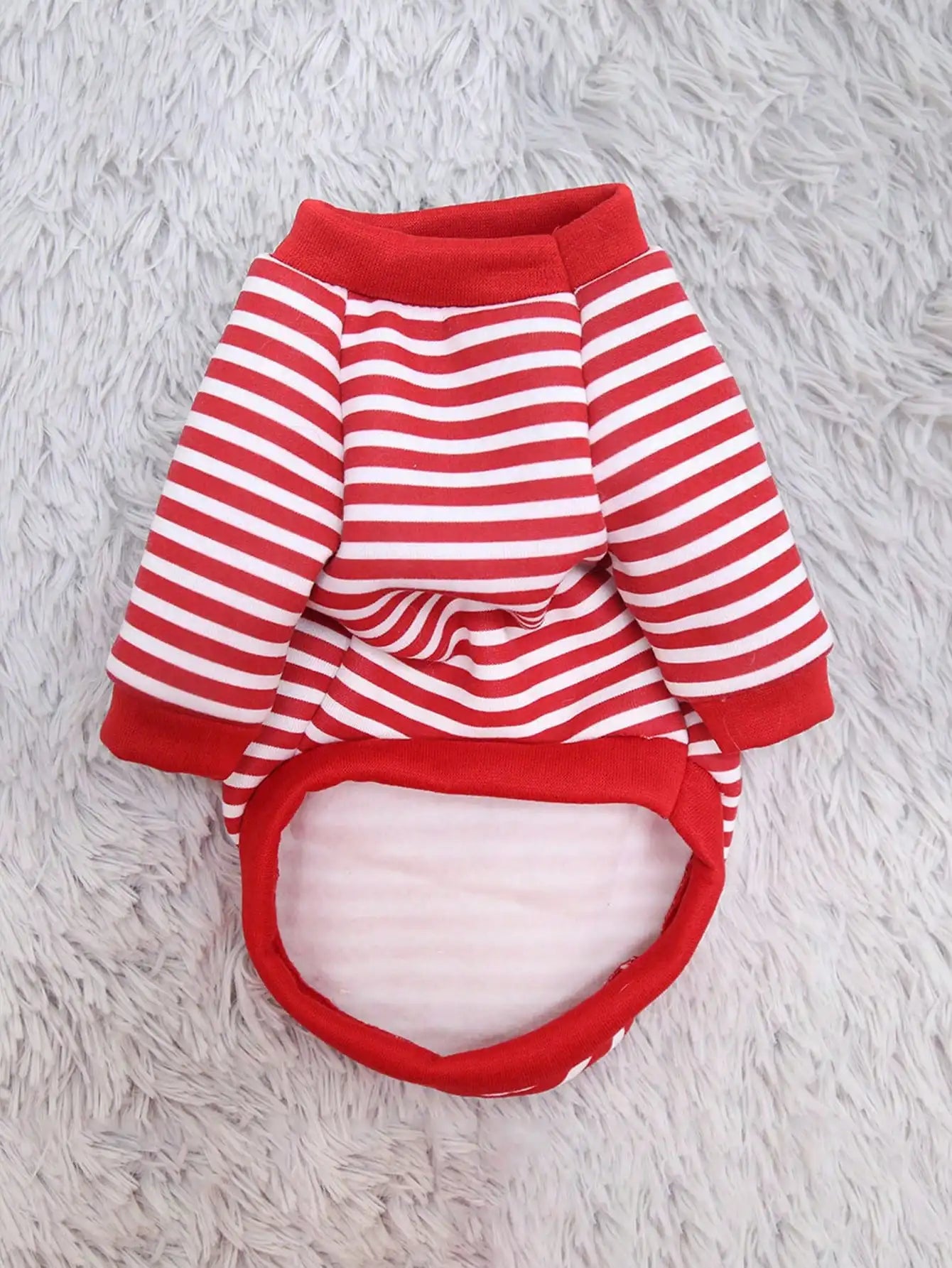 1pc Cute Pocket Bear Striped Dog Sweatshirt, Pet Clothes For Small And Medium-sized Cats And Dogs Velvet Sweater by PawHaven