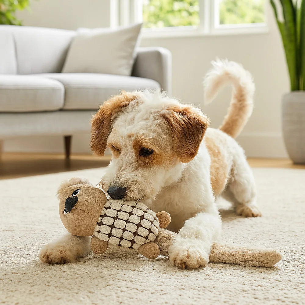 Animal Plush Toy Hedgehog, Soft Squeaky Dog Toy with Long Floppy Tail for Tug, Chewing and Comfort Play by PawHaven