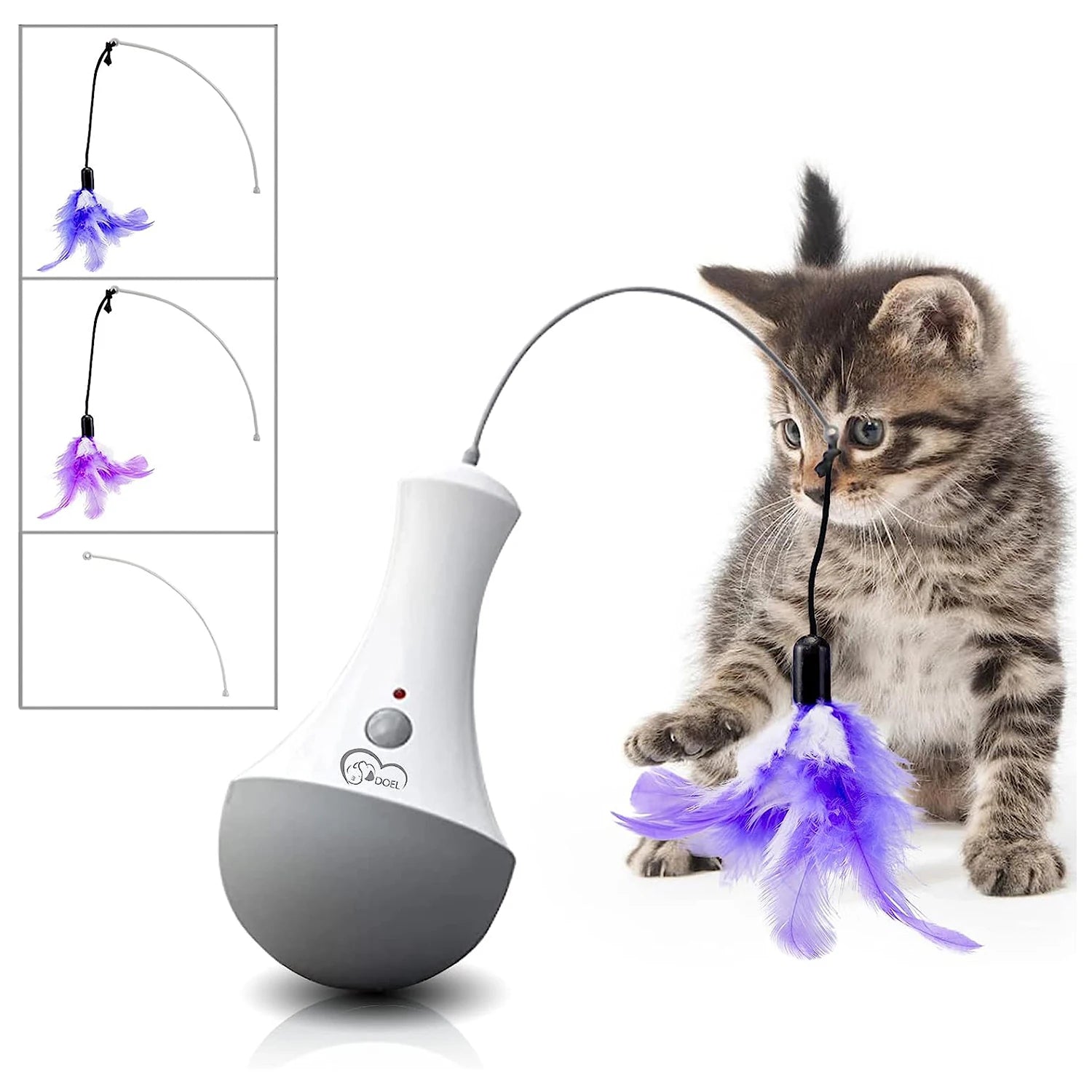 Premium Cat Feather Toy Rotating Interactive Teaser by PawHaven