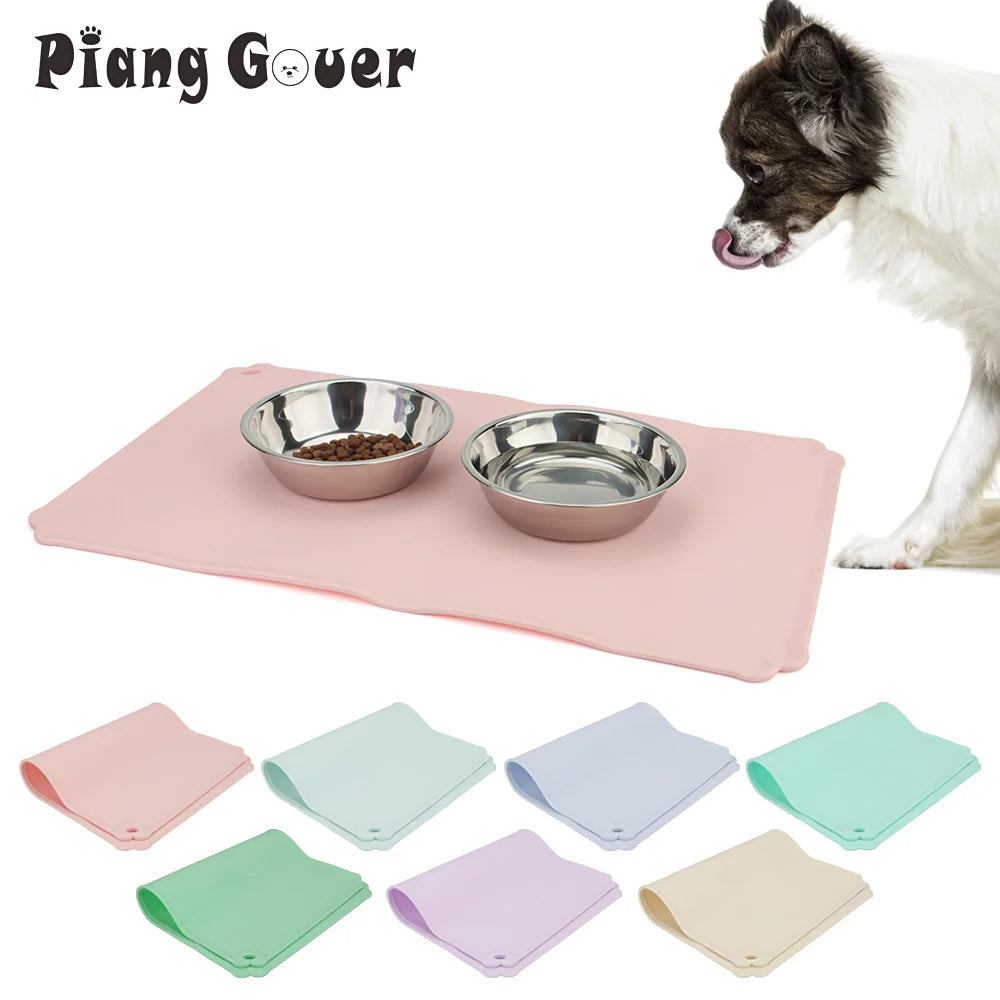 Waterproof Silicone Pet Bowl Mat Cat Dog Bowl Non-slip Mats Feed Eat Food Pad by PawHaven