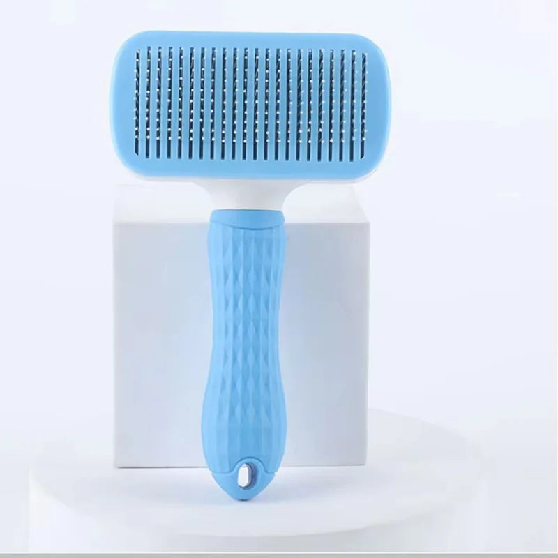 Pet One Button Self Cleaning Slicker Brush Automatic Hair Remover Comb Dog Cat Massage Needle Comb For Pet Beauty Care Supplies by PawHaven