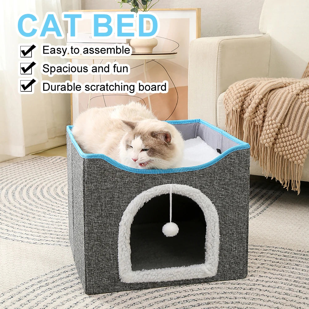 Premium Velvet Cat Cave With Scratching Pad by PawHaven