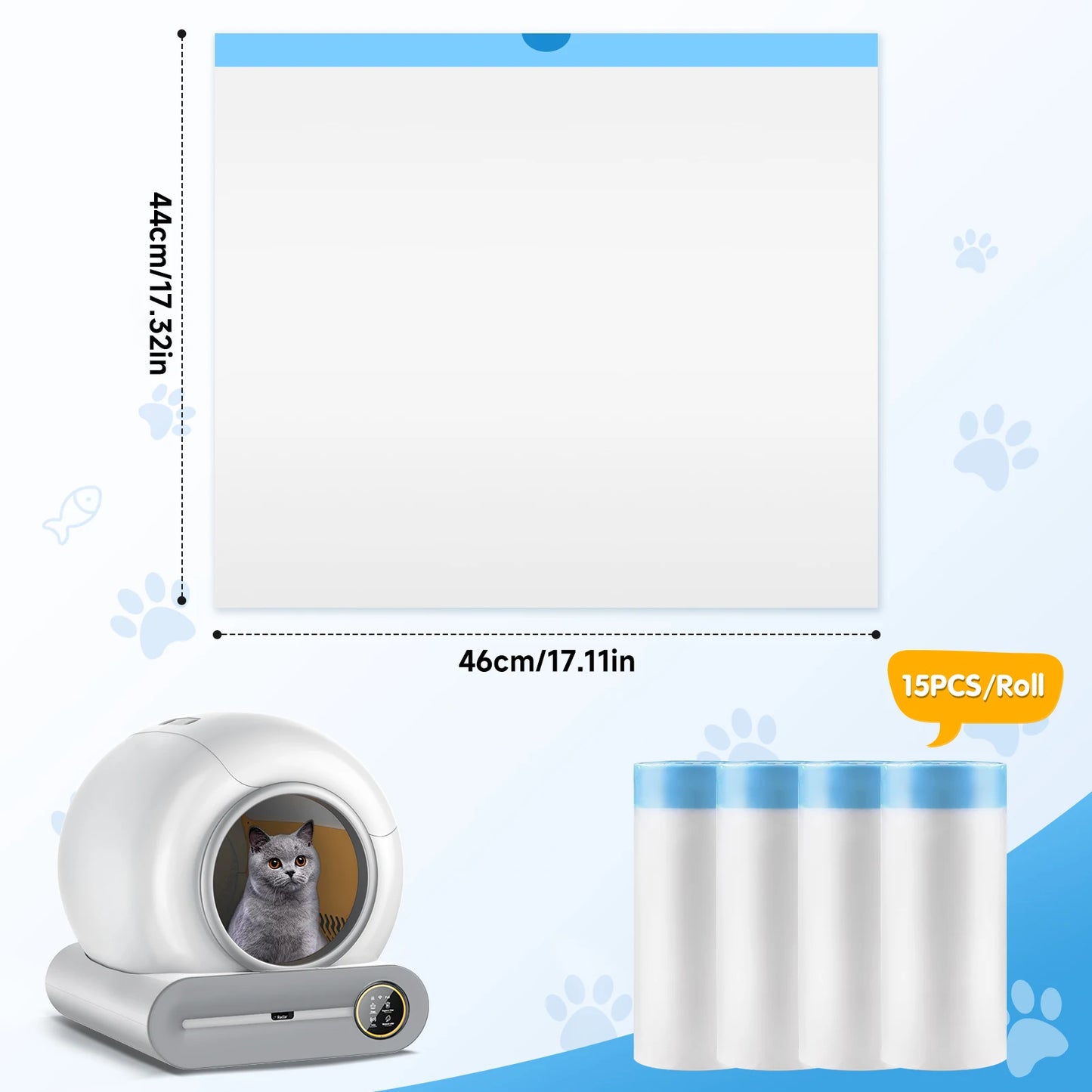4 Packs/ 60pcs Garbage Bag For Smart Cat Litter Box Drawstring Thickened Cat Litter Bag Pet Poop Bags Trash Bag For Pet Supplies by PawHaven