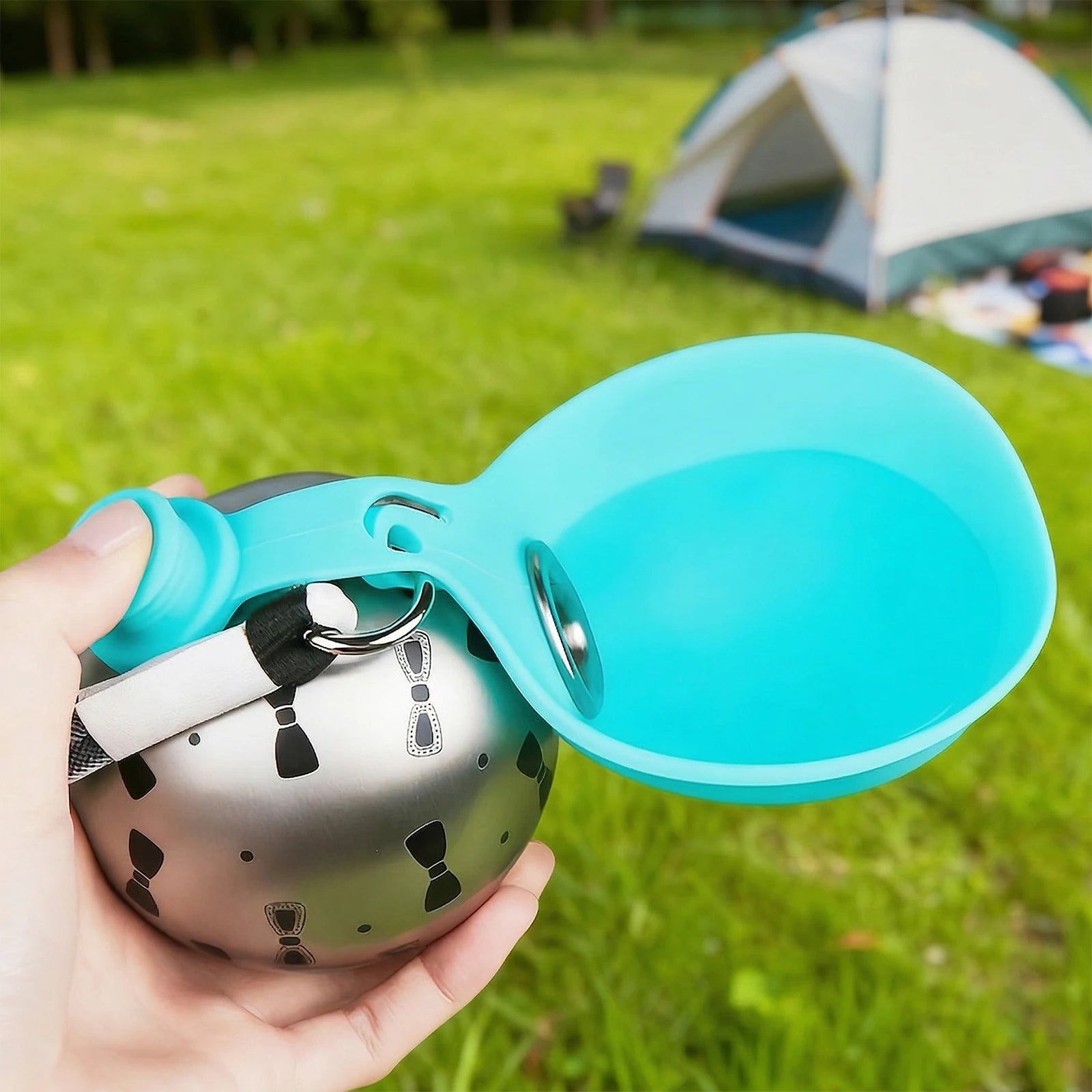 2-In-1 Dog Water Bottle with Silicone Bowl Foldable Pet Water Bottle No-Spill Stainless Steel Ideal for Walking Hiking & Travel by PawHaven