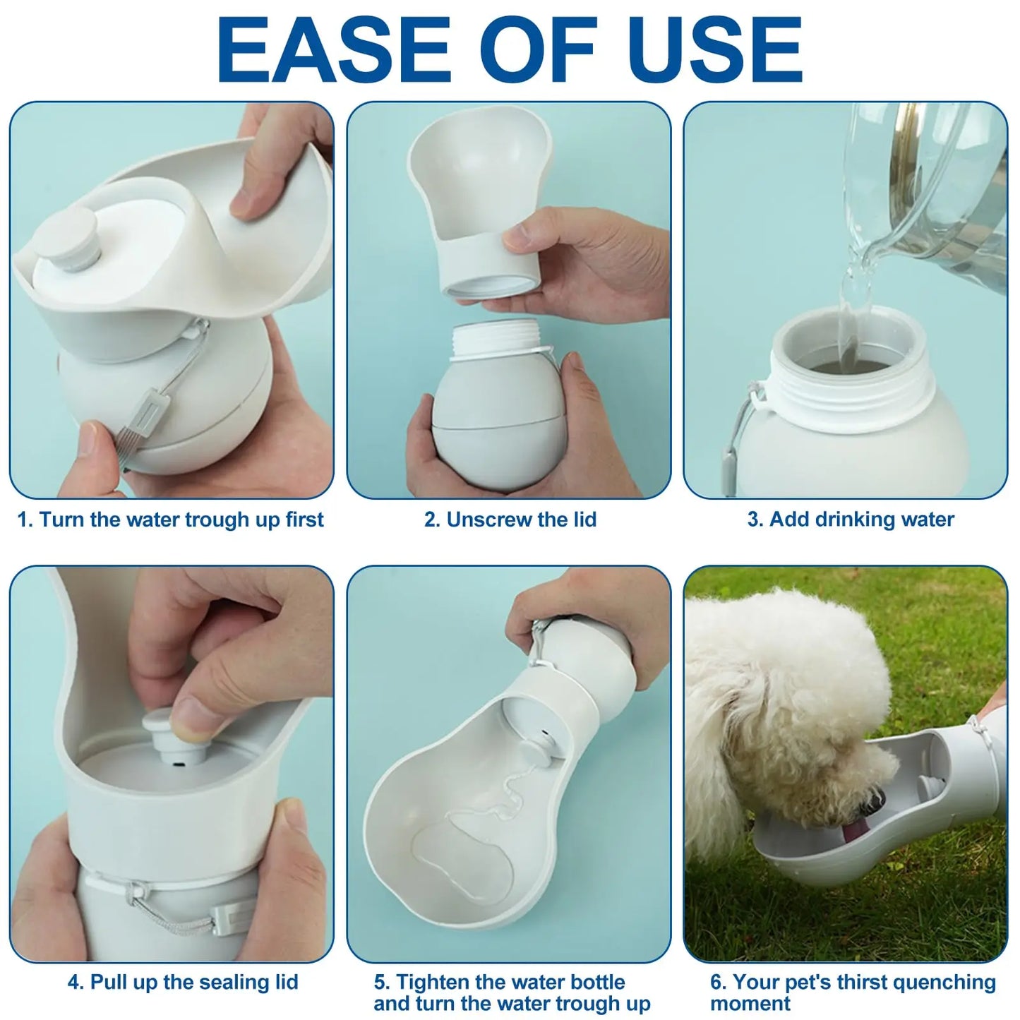 Foldable Dog Water Bottle - 550ml Leak-Proof & Hands-Free for Walking, Hiking, Camping & Travel for Dogs and Cats by PawHaven
