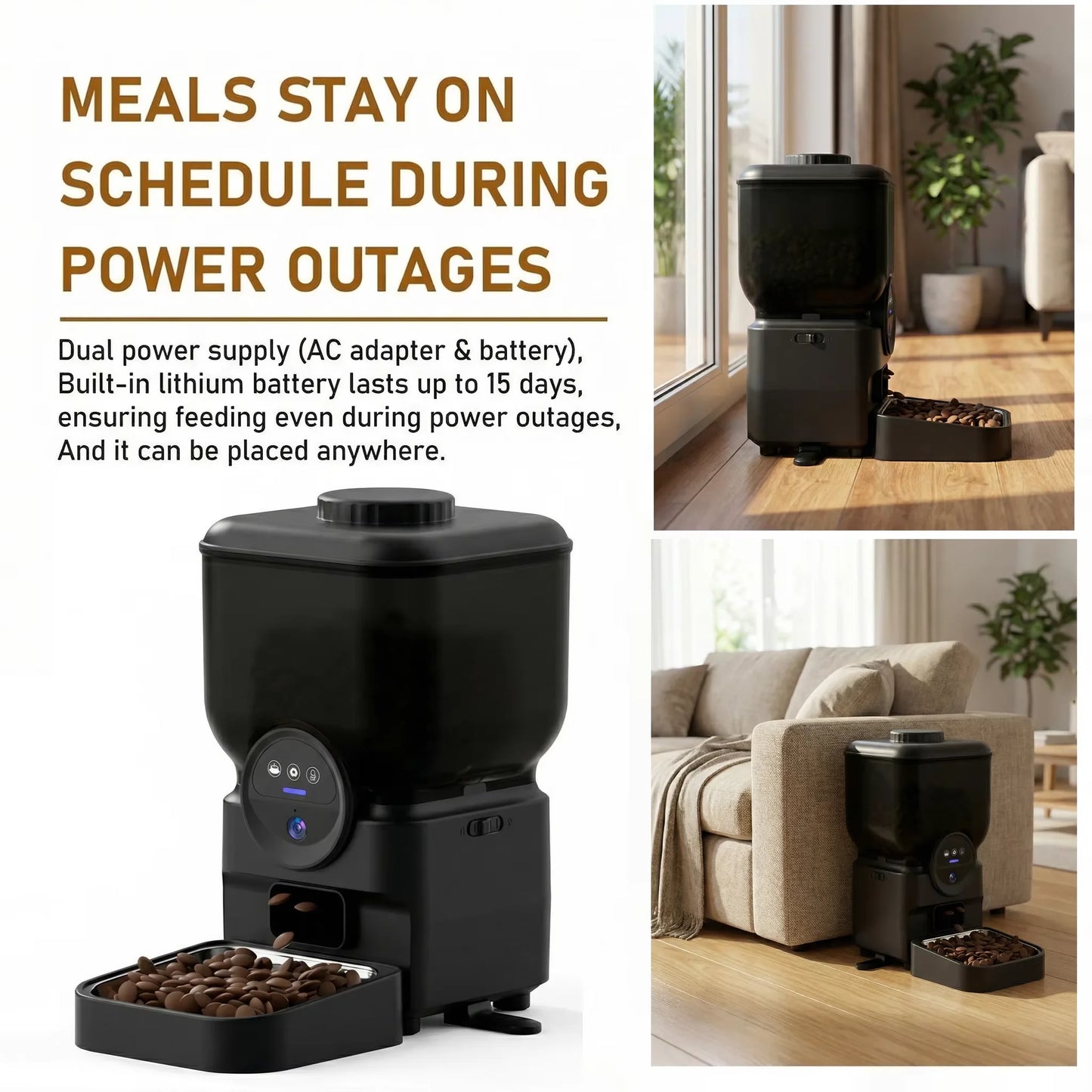 Automatic Cat Feeder Rechargeable Wifi Smart Pet Feeder App Controlled Cat Feeder With Camera Built-in battery Cat Dog Feeder by PawHaven