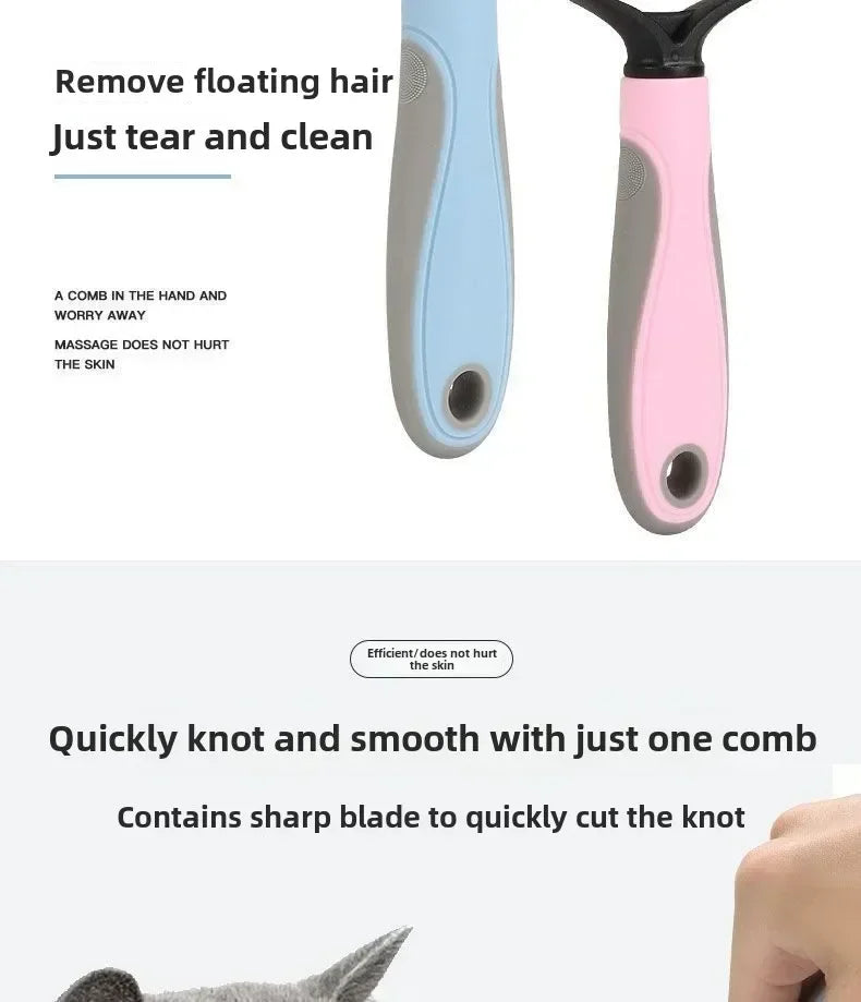 1pc Stainless Steel Dual Sided Pet Comb, Dog Cat Tangle Remover Brush, Portable Grooming Accessory for Household Pets by PawHaven