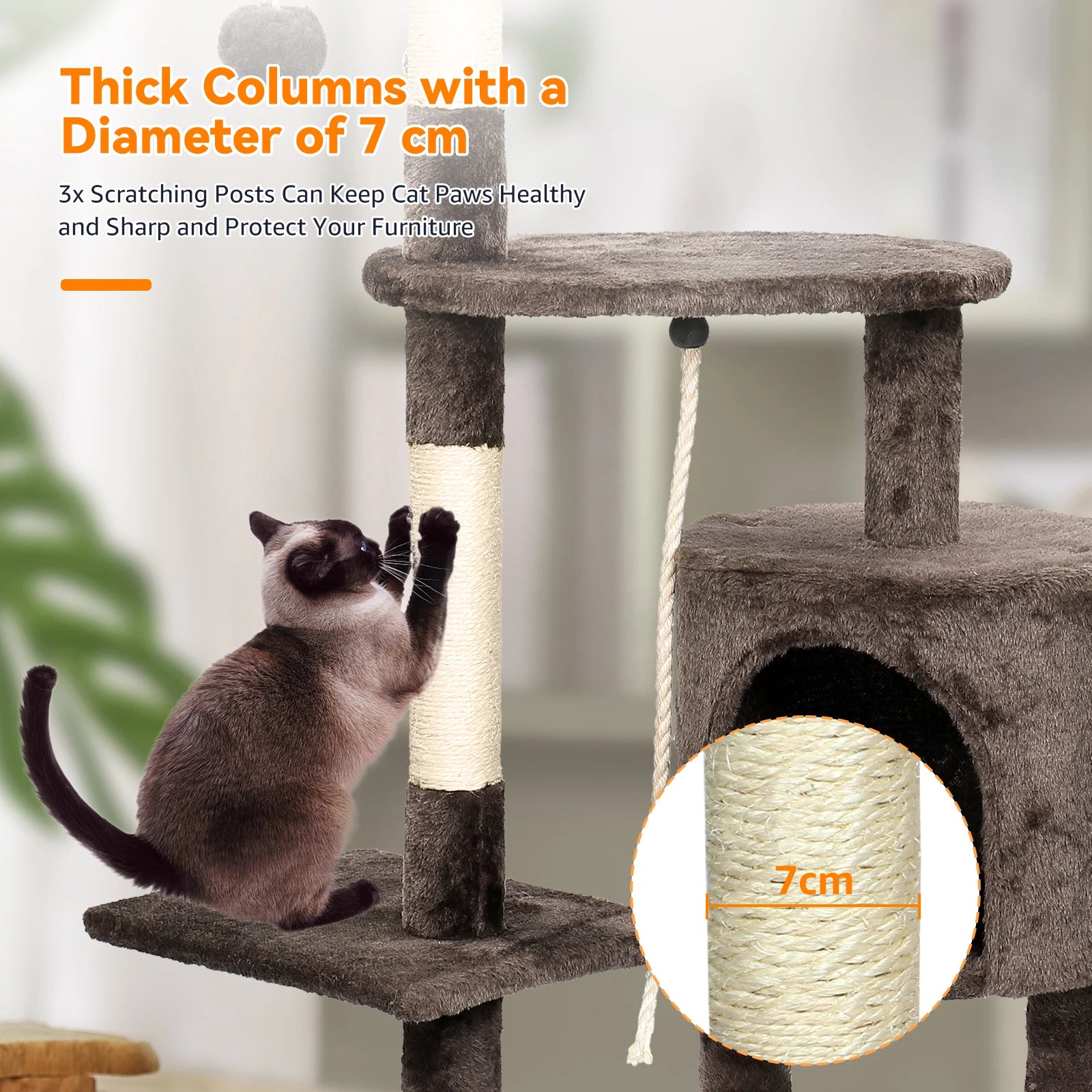 Passerscat Cat Trees Cat Climbing Frame For Indoor Cats Multi-Level With Scratching Posts Cat Tower Padded Top Perches and Condo by PawHaven