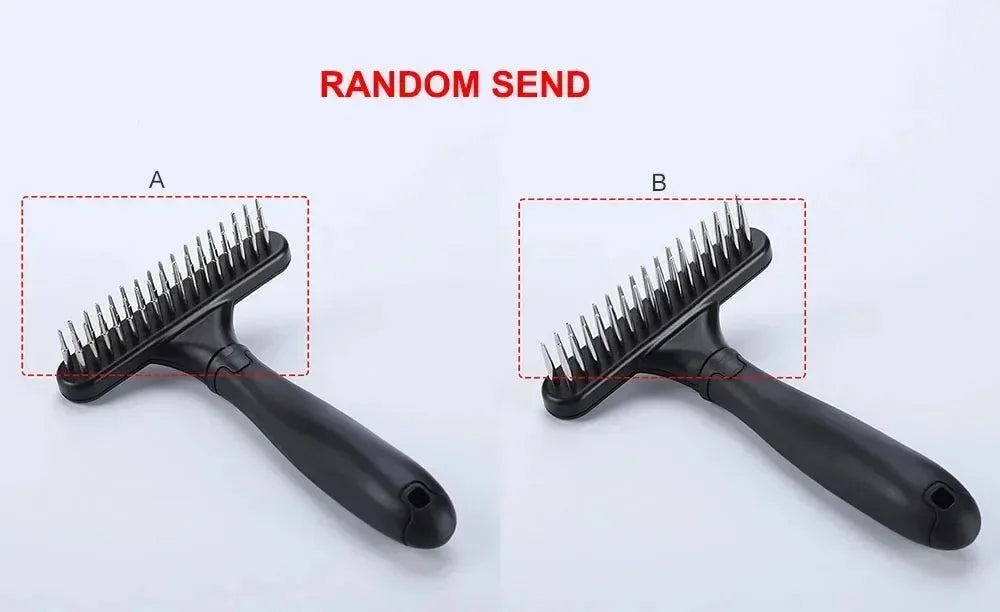 Dog Rake Deshedding Dematting Brush Comb Undercoat Rake for Dogs Cats Short Long Hair Pet Brushes Shedding with Double Row Pins by PawHaven